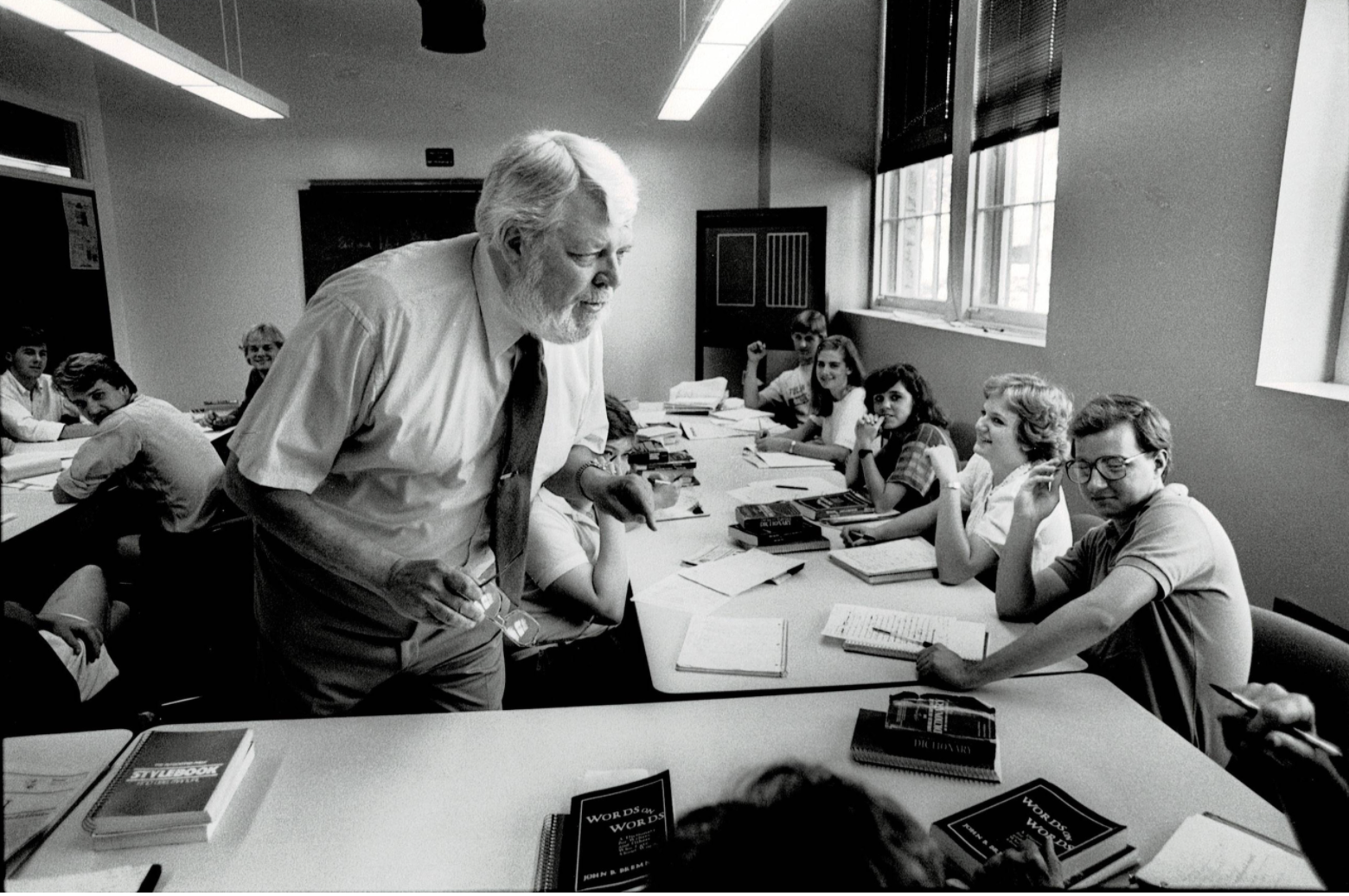 John Bremner speaks with students in a classroom